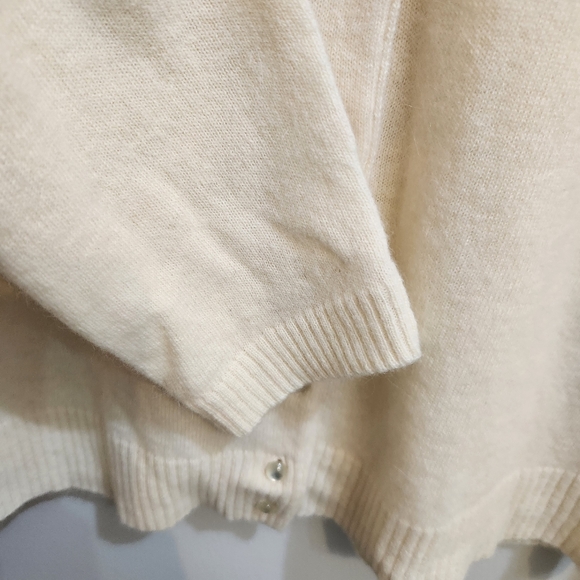 Express Tricot Lambswool/Angora Cardigan with Embellished Neckline Size Medium - Picture 5 of 13